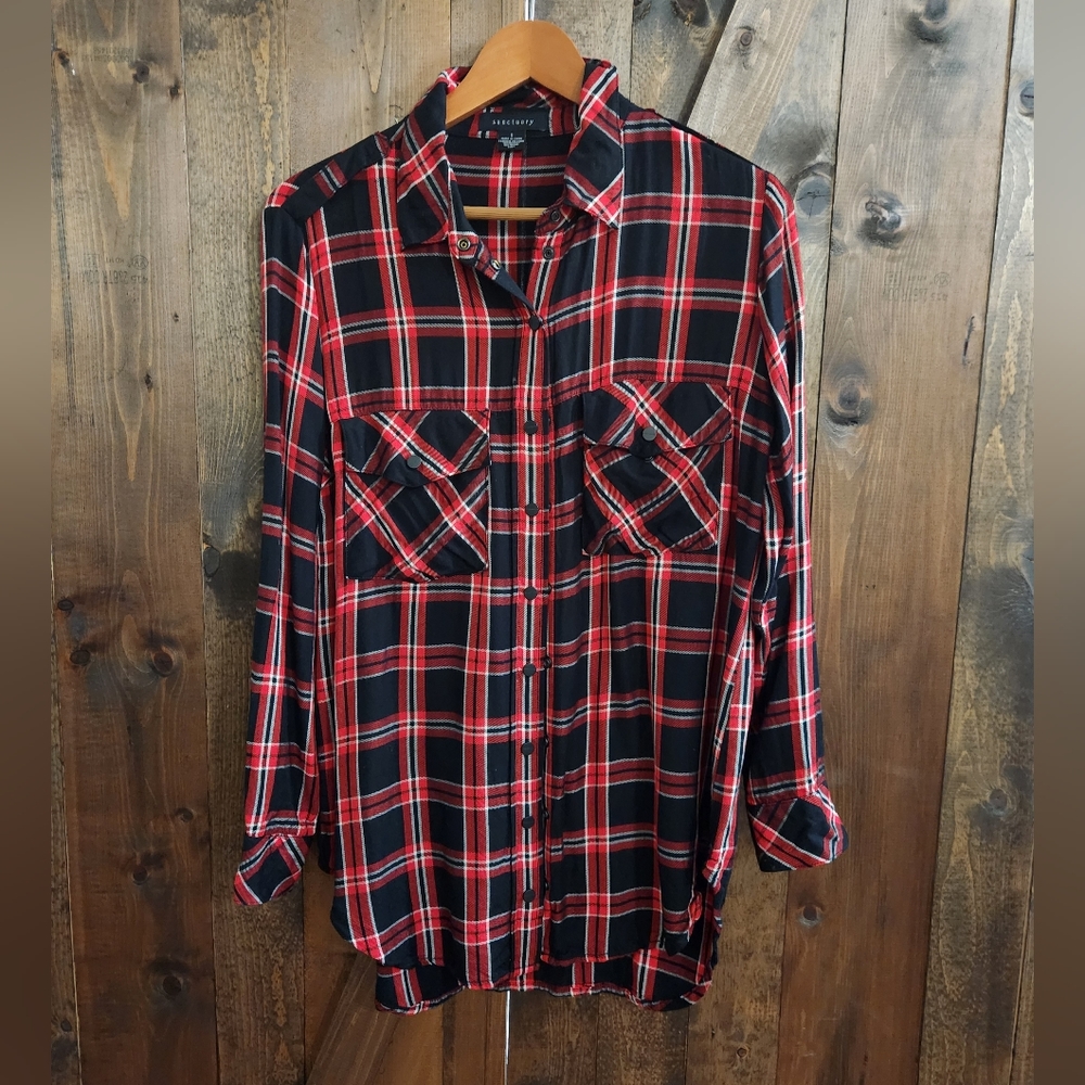 Size Small Plaid Sanctuary Tunic Style Button Up